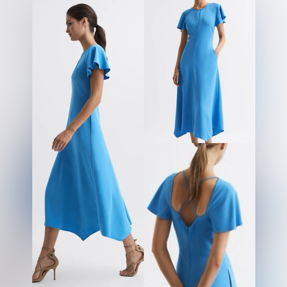 Reiss Eleni Cap Slevee Maxi Dress Occasion Strappy Back Size 2